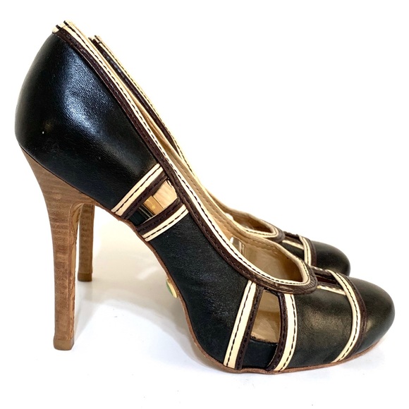 LAMB Gwen Stefani Black Leather Cap Toe High Heels - Picture 11 of 13